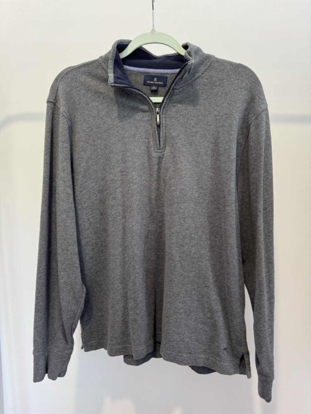 Brooks Brothers Quarter-Zip Pullover Men's Large Gray Knit Sweater